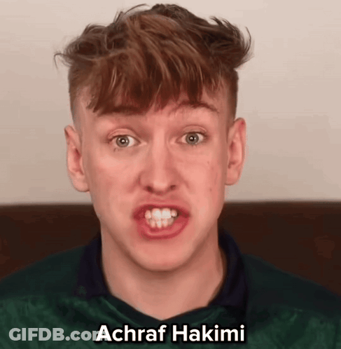 A Young Man With The Name Achraf Hakimi Written On His Shirt GIF