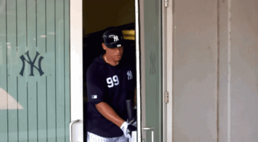 Aaron Judge Yankees Opening Door GIF