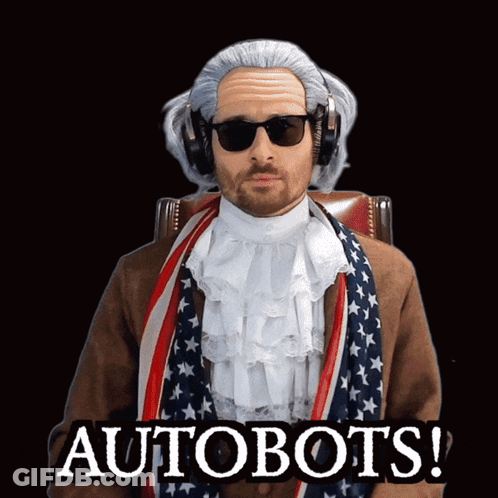 Abraham Lincoln In Sunglasses And Headphones Says Autobots GIF