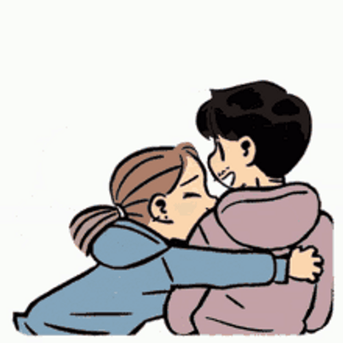 Abrazos Playful Girl Hugging Boy GIF