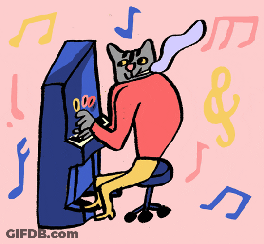 Abstract Colorful Cat Piano Playing GIF