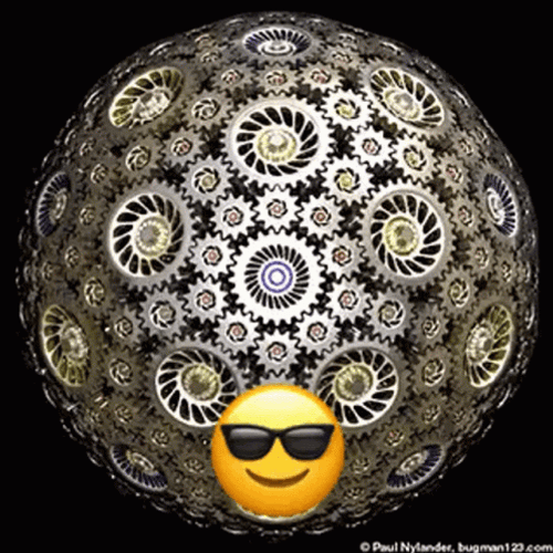 Abstract Rotating Gears Shades Emoji GIF