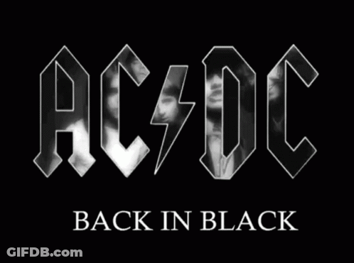 Ac Dc 'S Back In Black Album Cover With A Lightning Bolt GIF