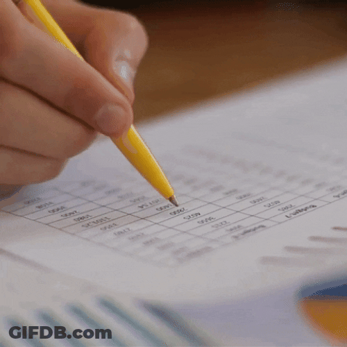 Accountant With Yellow Pen Checking GIF