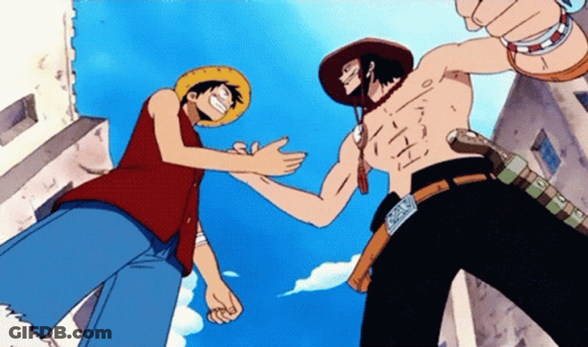 Ace And Luffy High Five GIF