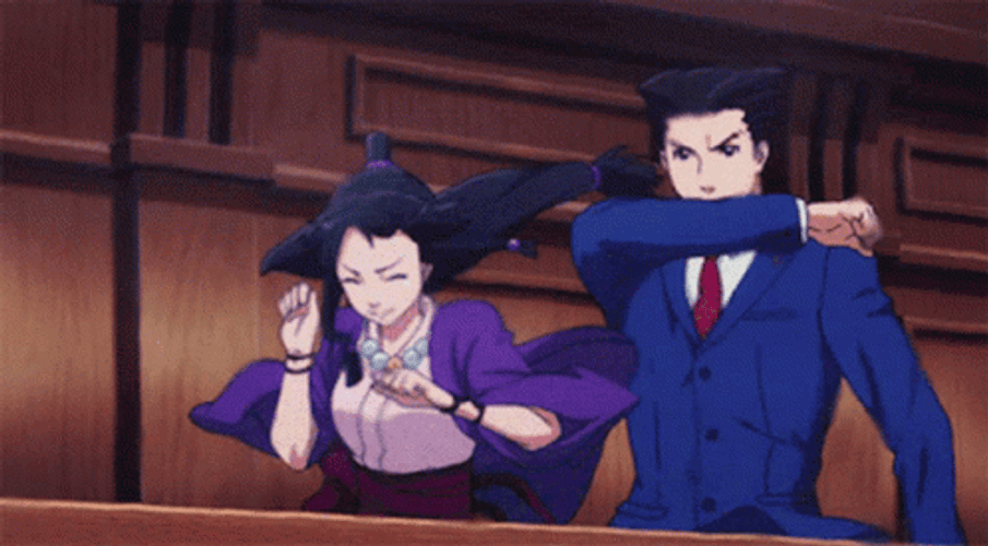 Ace Attorney Phoenix Wright And Maya Strong Winds GIF
