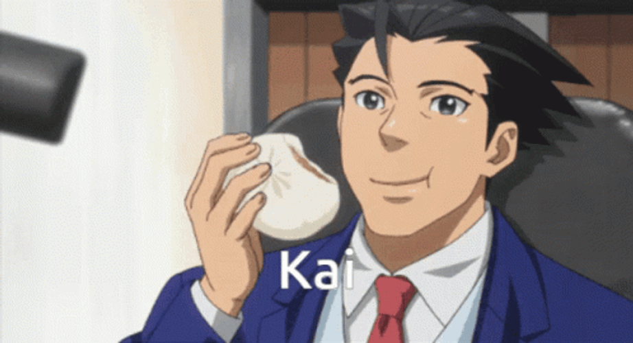 Ace Attorney Phoenix Wright Eating His Siopao GIF