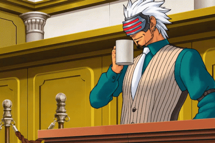 Ace Attorney Phoenix Wright Godot Take That Coffee GIF