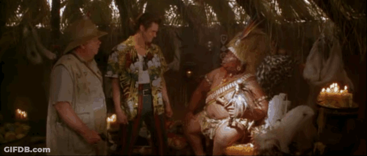 Ace Ventura Tribal Face Spit GIF