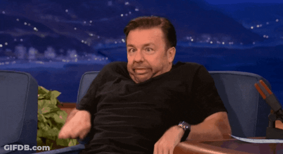 Acting Derp Ricky Gervais GIF