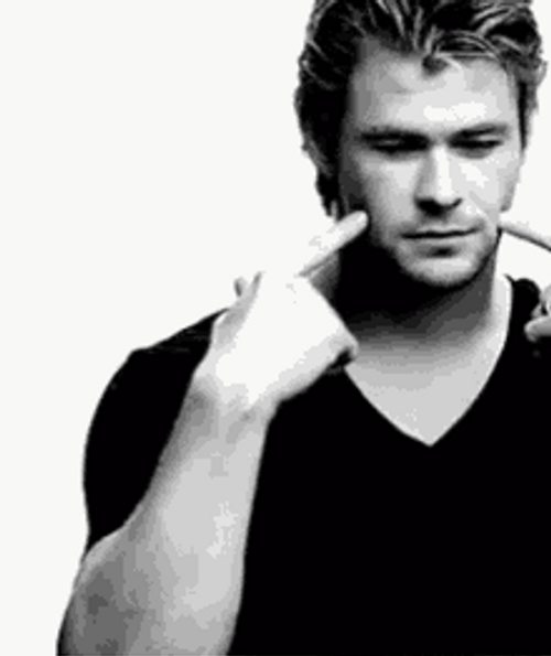 Actor Chris Hemsworth Black And White Photoshoot GIF