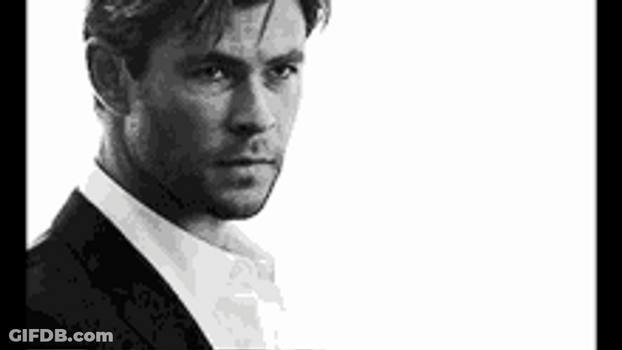 Actor Chris Hemsworth Black And White Pointing GIF