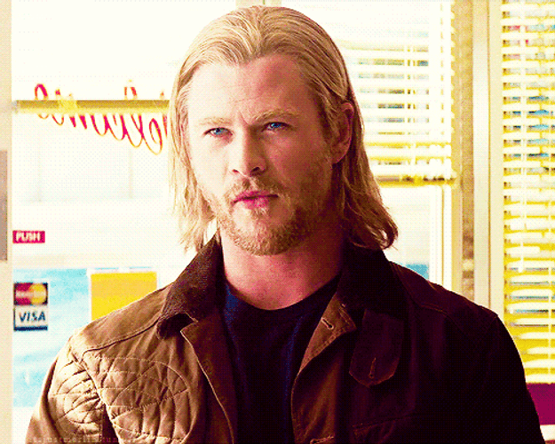 Actor Chris Hemsworth Chewing GIF