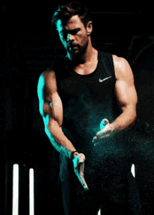 Actor Chris Hemsworth Dusting Hands GIF