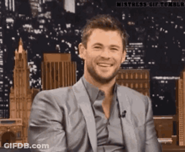 Actor Chris Hemsworth Happily Smiling GIF
