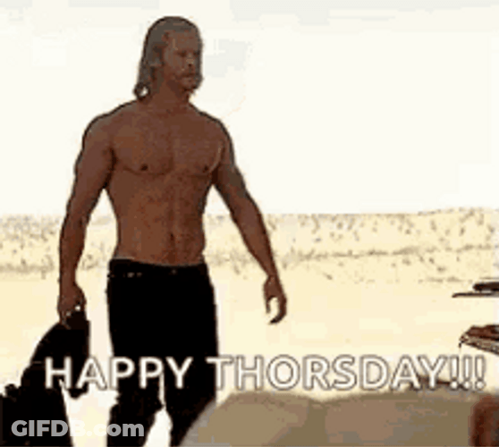 Actor Chris Hemsworth Happy Thorsday GIF