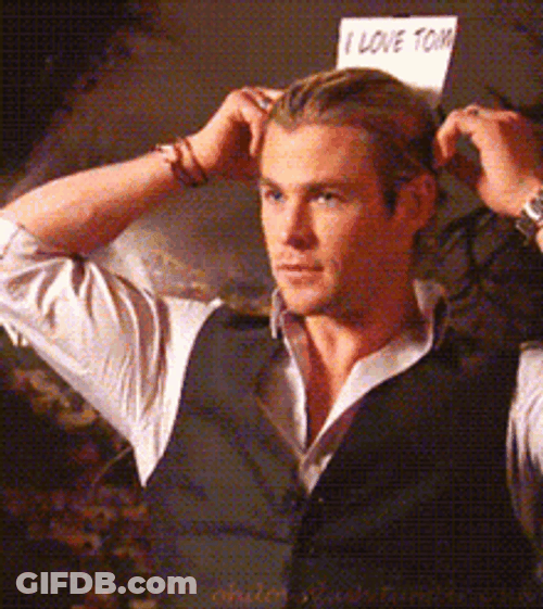 Actor Chris Hemsworth I Love Tom Paper Band GIF