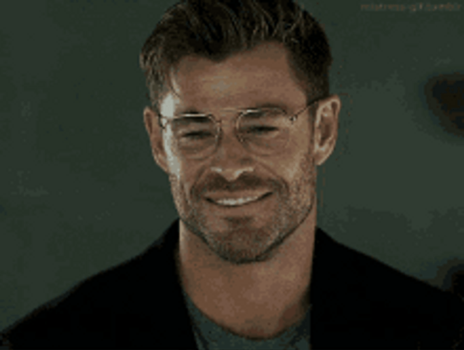 Actor Chris Hemsworth Shyly Smiling GIF
