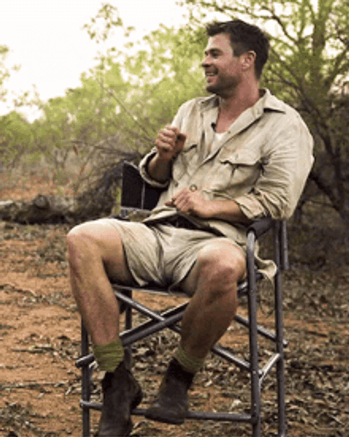 Actor Chris Hemsworth Sitting In The Forest GIF