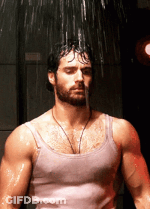 Actor Henry Cavill Drenched In Shower GIF
