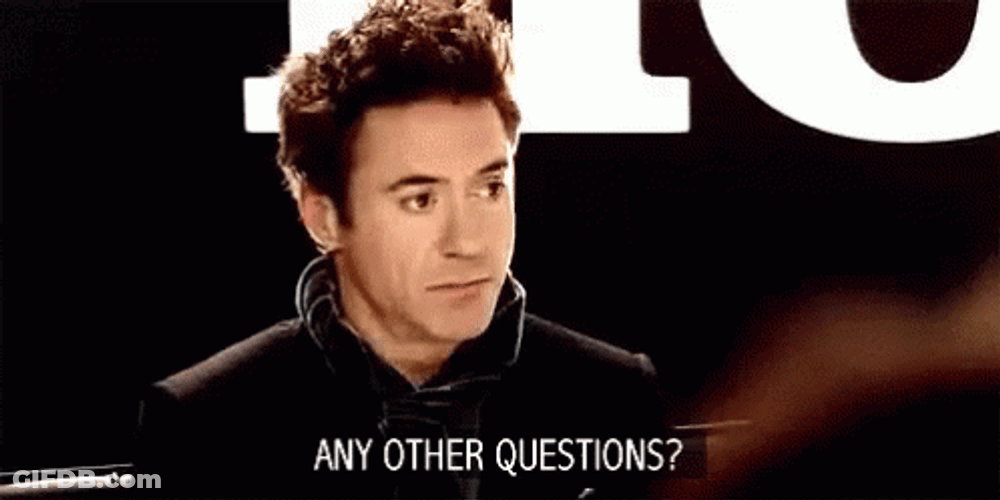 Actor Robert Downey Jr. Any Questions GIF