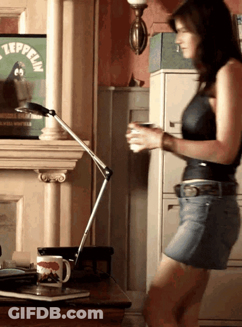 Actress Alexandra Daddario Wearing Denim Mini Skirt GIF