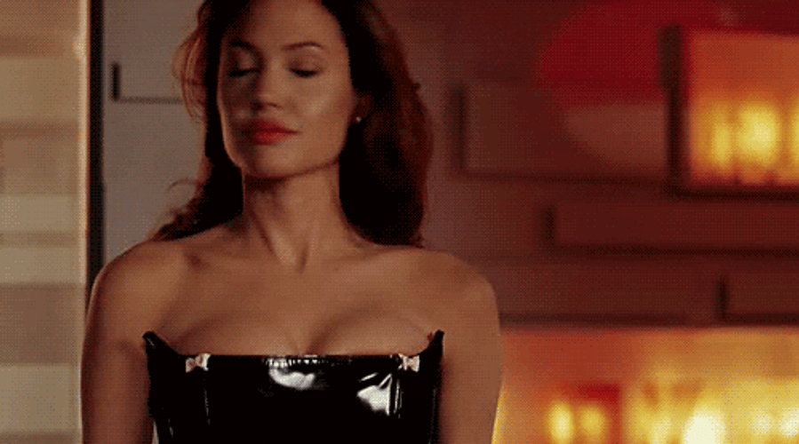 Actress Angelina Jolie Hair Flip GIF
