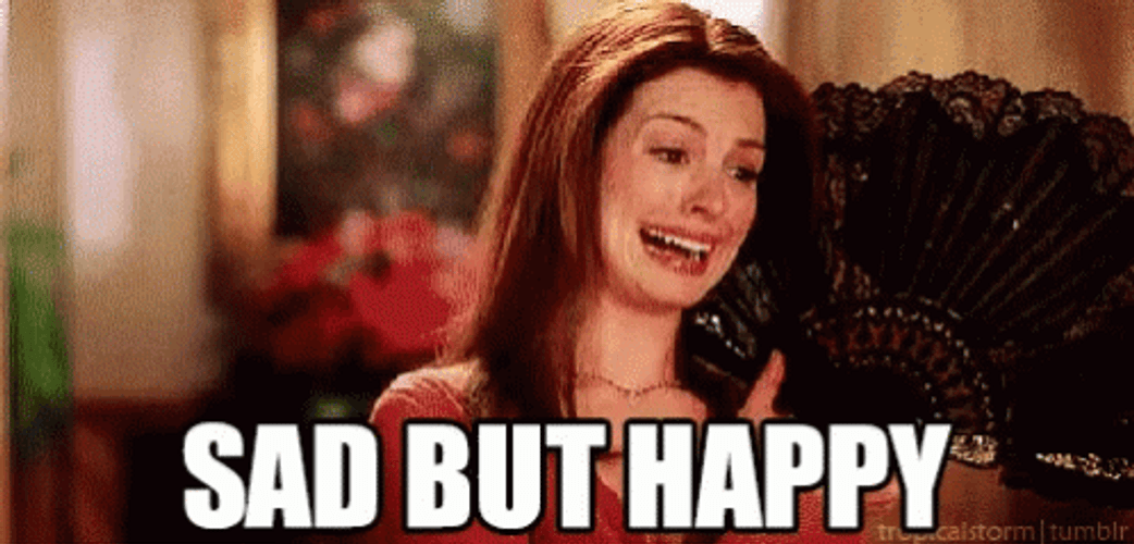 Actress Anne Hathaway Happy Then Sad Reaction GIF