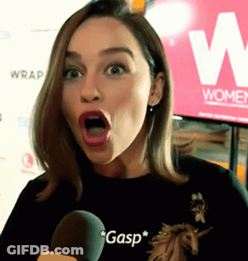 Actress Emilia Clarke Hilarious Shocked Reaction GIF