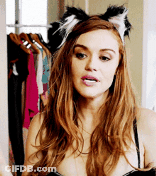 Actress Holland Roden Cat Ear Costume Fitting GIF