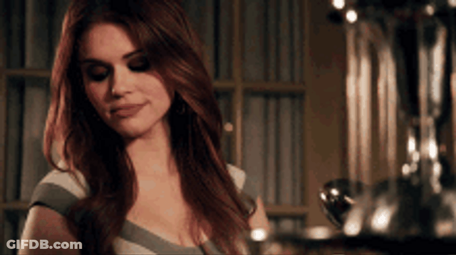 Actress Holland Roden Picking Up Something Stare GIF