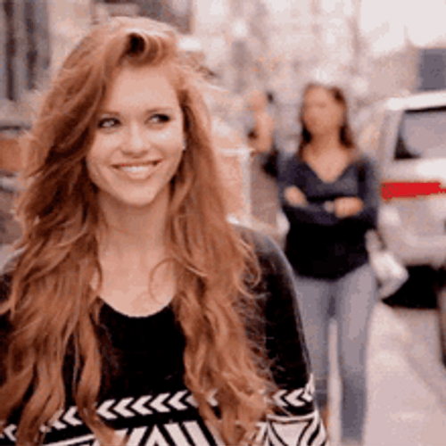 Actress Holland Roden Walking On Street Smiling GIF