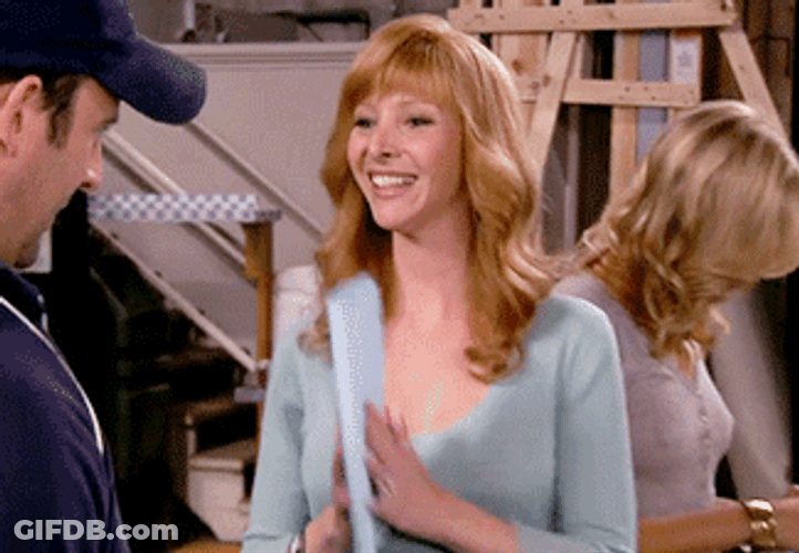 Actress Lisa Kudrow Bow With Paper In Hands GIF