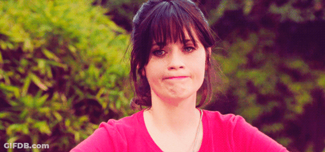 Actress Zooey Deschanel This Sucks Face Reaction GIF