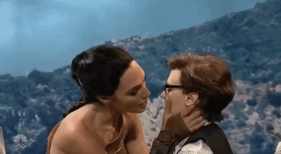 Actresses Gal Gadot And Kate McKinnon Sensual Kiss GIF