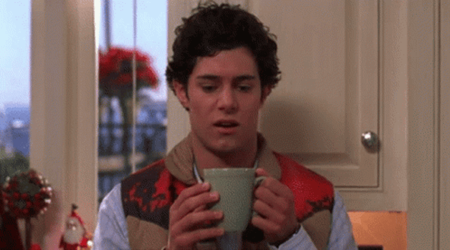 Adam Brody Nervous Sipping Tea GIF