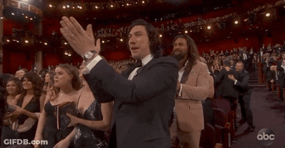 Adam Driver Clapping In Academy Awards GIF