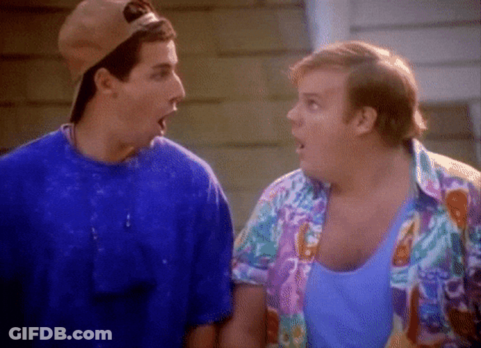 Adam Sandler Chris Farley Look Up GIF