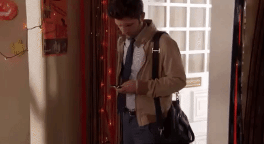 Adam Scott Hit By Skeleton GIF