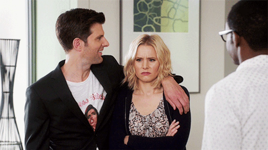 Adam Scott Teasing Kristen Bell GIF