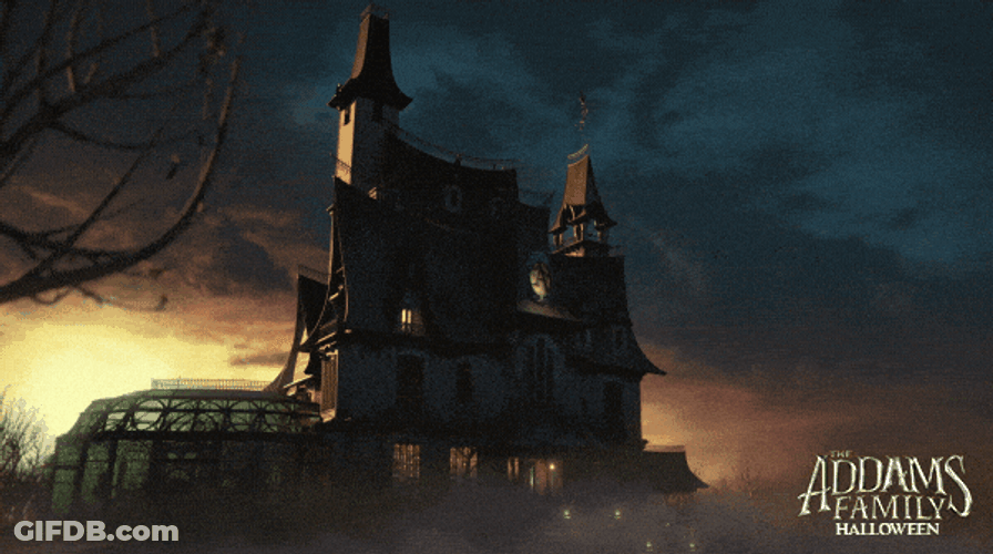 Addams Family House Exploding GIF