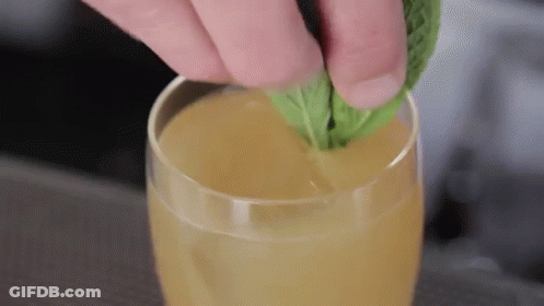 Adding Mint Leaf To Juice GIF