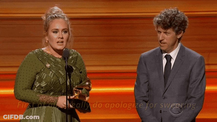 Adele Apologizes For Swearing In Her Speech GIF