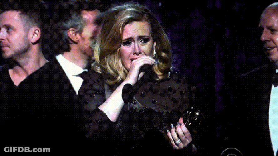 Adele Happily Cries For The Award GIF