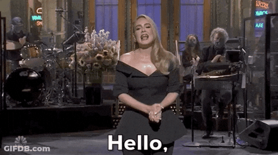Adele On Stage Saying Hello It's Me GIF