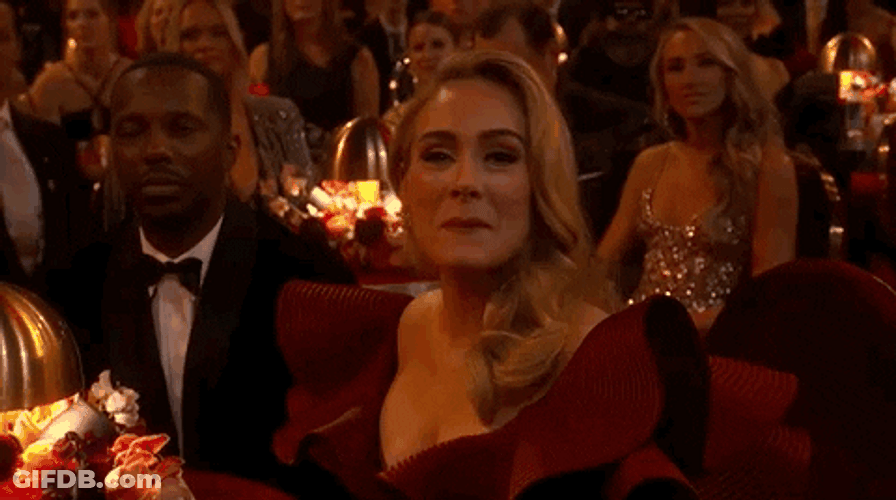 Adele Wore Elegant Red Dress During Awards Night GIF