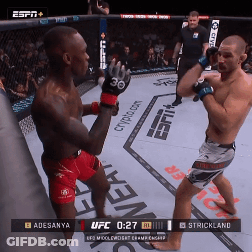 Adesanya Vs Strickland Boxing Match GIF
