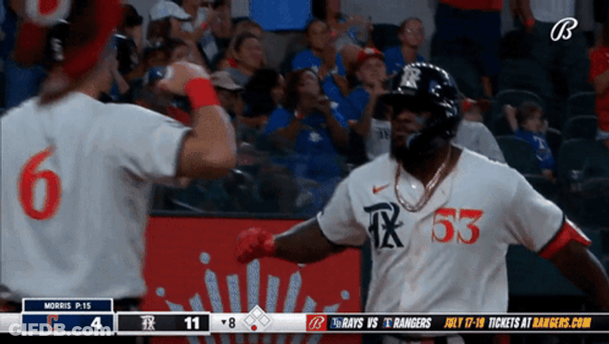Adolis Garcia Celebration Arm Bump GIF
