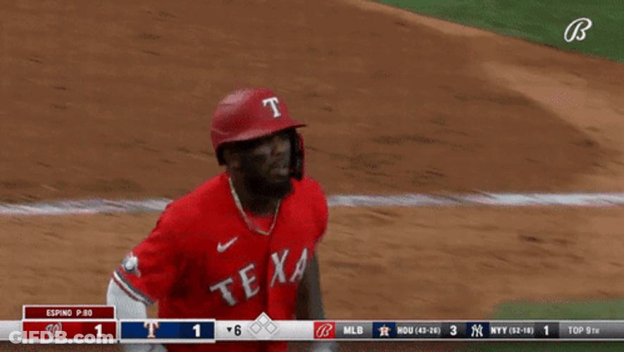 Adolis Garcia Fist Bump With Teammates GIF