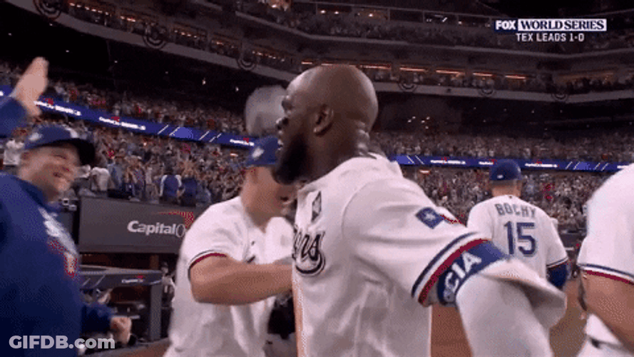 Adolis Garcia High Five With Teammates GIF